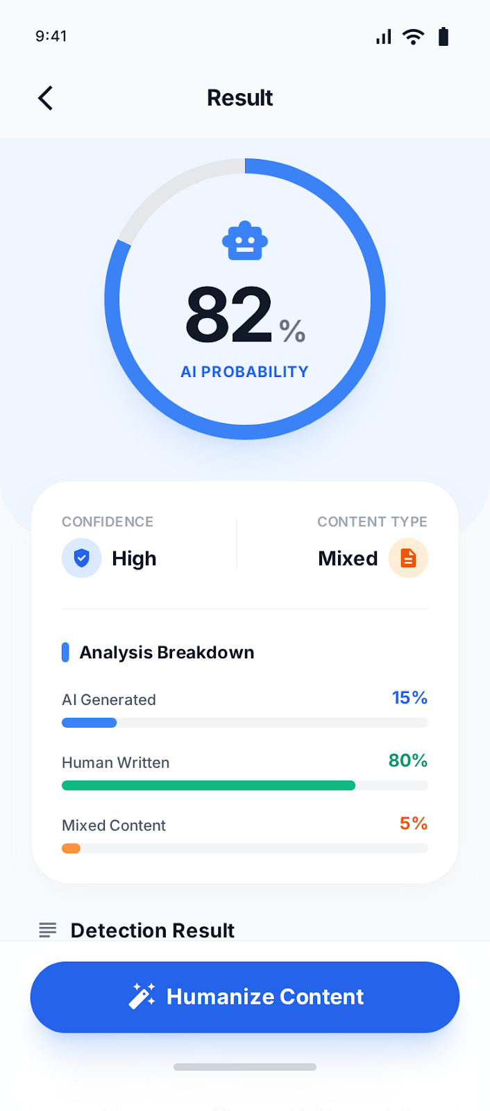AI Text Detection Screen